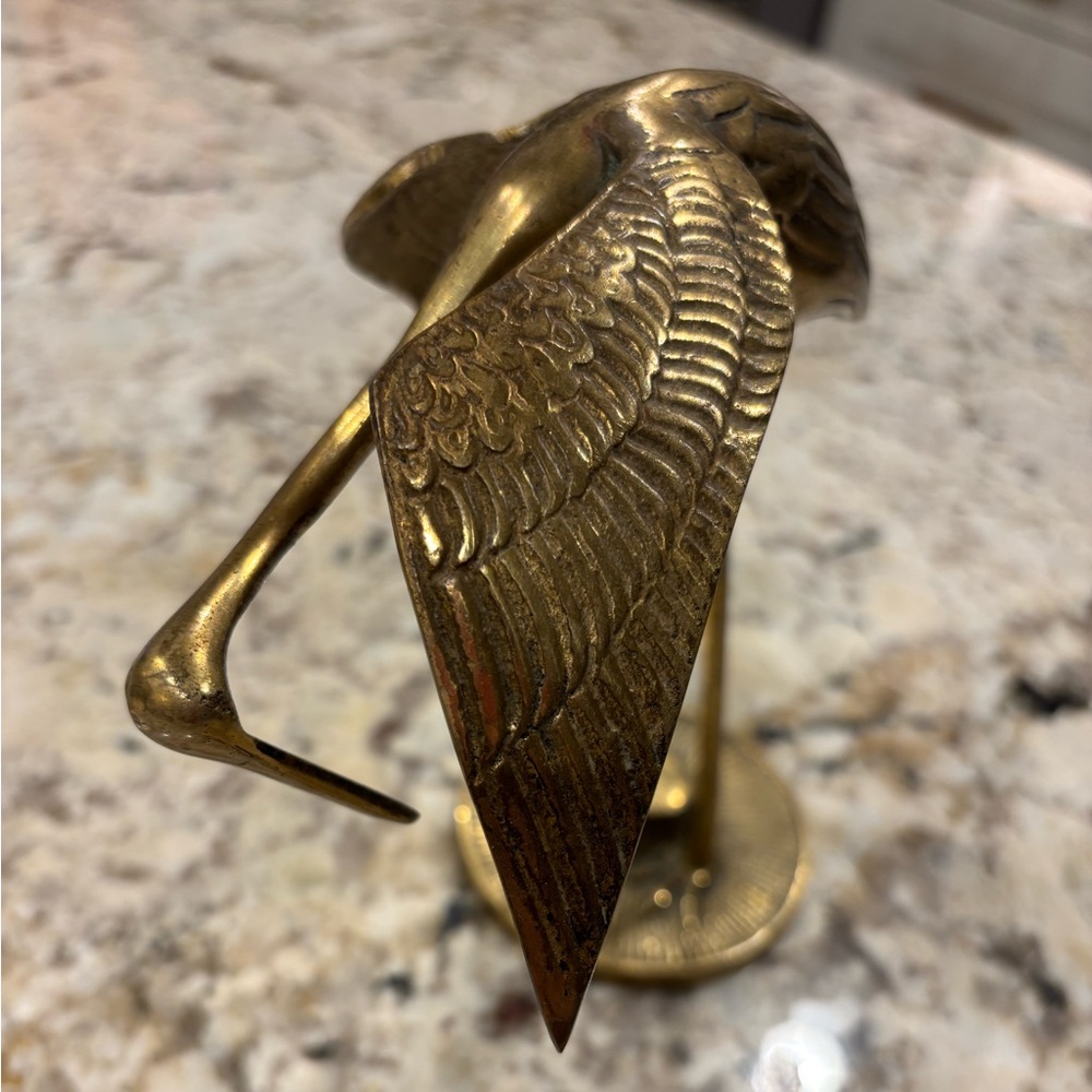 Vintage Brass Crane/Egret Bird Figurine 7"